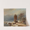 Turm an einem gefrorenen Kanal (1853) by Andreas Schelfhout