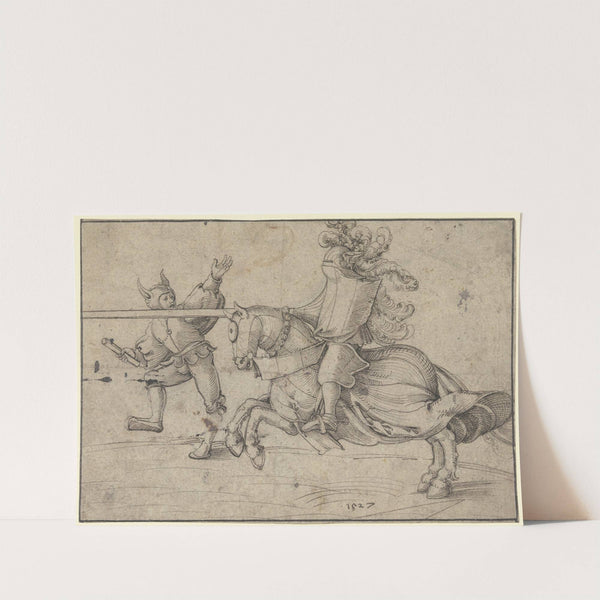 Turnierender Ritter mit einem Narren (ca 1527-1534) by Erhard Schön