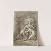Twee figuren (man en vrouw) in dramatische pose by David Humbert de Superville