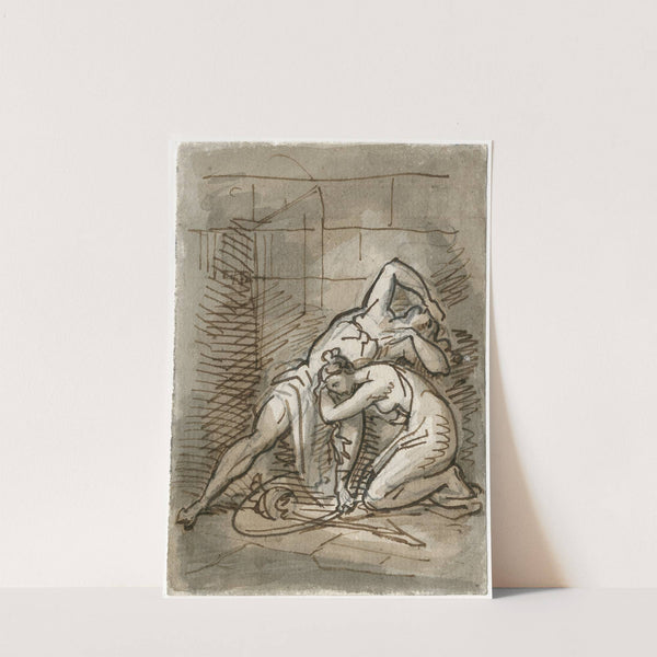 Twee figuren (man en vrouw) in dramatische pose by David Humbert de Superville