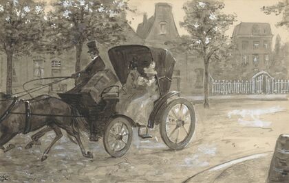 Twee vrouwen in een paardenkoets