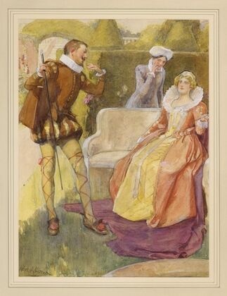 Twelfth night, III, 4, Malvolio and Olivia in the garden (1900-1920)