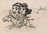 Twelve comic strip frames of Arabic woman running away with young man after argument with her father Pl.9