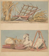 Two allegorical drawings on one sheet; agriculture and education