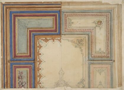 Two alternative designs for the painted decoration of a ceiling