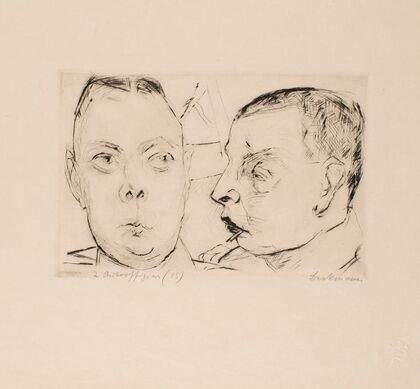 Two Auto Officers, plate 15 from the portfolio ‘Faces’ (1915)