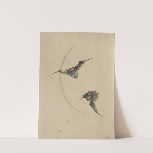 Two bats flying (1830-1850) by Katsushika Hokusai