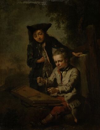 Two Boys, One of Them Playing the Dulcimer