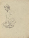 Two boys, sketch for Signing of the Compact in the Cabin of the Mayflower