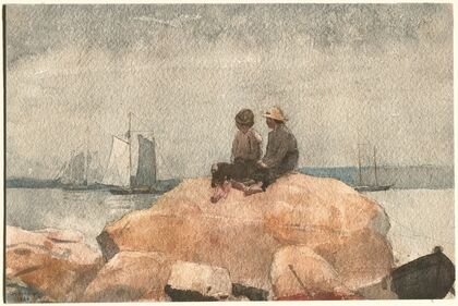 Two Boys Watching Schooners
