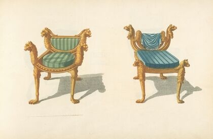Two chairs with animal motifs