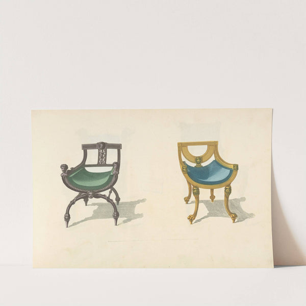 Two chairs with bucket seats by Thomas Sheraton