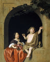 Two Children at a Window, Looking at a Soap Bubble