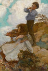 Two Children on a Windswept Hill