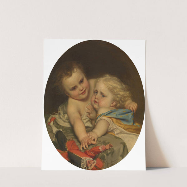 Two Children Playing Around (1861) by Jozef Van Lerius