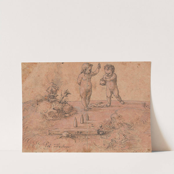 Two Children Playing with a Ball by Peter Flötner