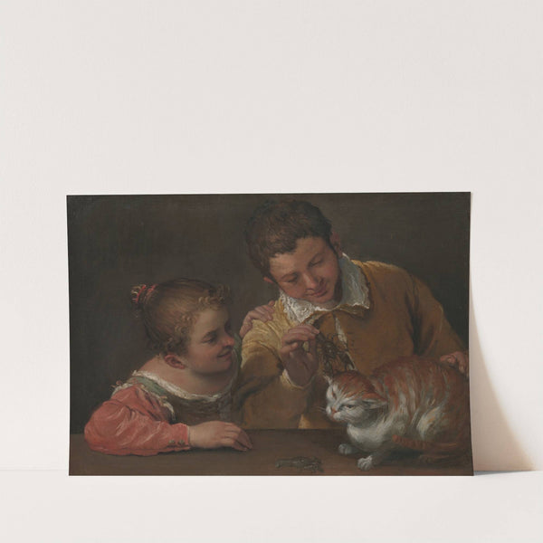 Two Children Teasing a Cat by Annibale Carracci