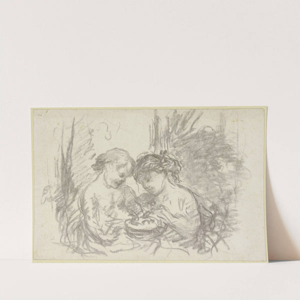 Two children with basket by Narcisse-Virgile Diaz de La Peña