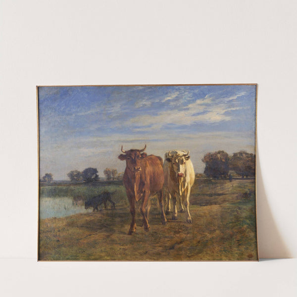 Two Cows in a Landscape by Constant Troyon