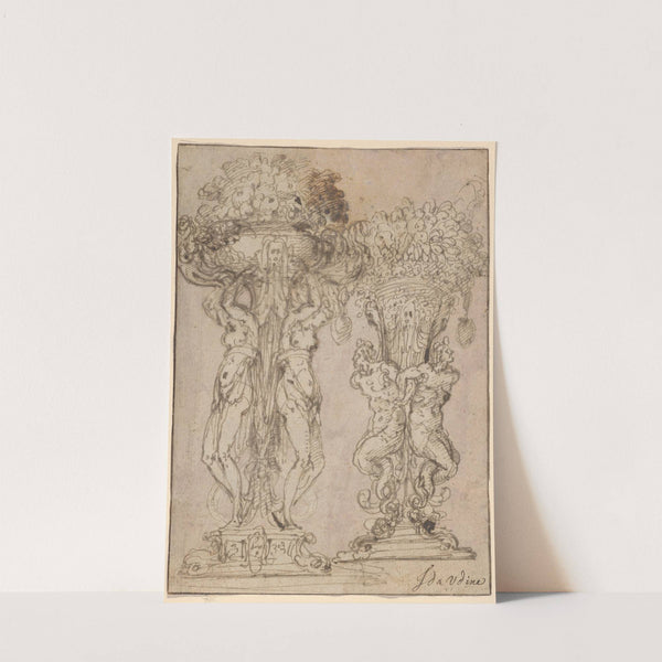 Two Designs for a Flower Pedestal by Guglielmo della Porta