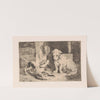 Two dogs near a lantern and plate of food by Zacharie Noterman