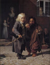 Two Dwarfs; Obligeert, a Jewish pigtail-ribbon Vendor, beside the Roman Dwarf Bajocco in one of the Streets of Copenhagen