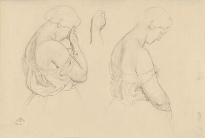 Two Female Figures in Half-length and a Study of a Hand