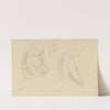 Two Female Figures in Half-length and a Study of a Hand by Friedrich Preller the Elder