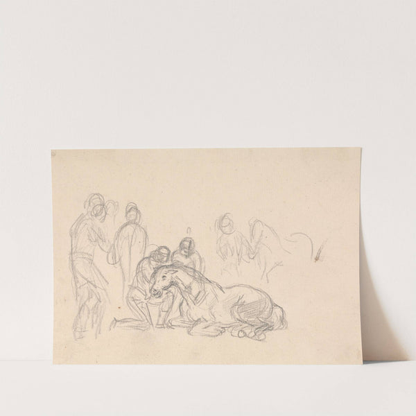 Two figures kneeling beside a horse... by Sawrey Gilpin