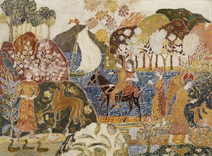 Two Figures on a Mule