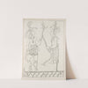 Two figures standing, facing each other and holding a long, serpentine object by Antonio del Río