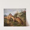 Two foxes fighting for their prey by Carl Friedrich Deiker