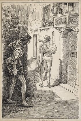 Two gentlemen of Verona. She beheld her lover serenading the Lady Silvia with music (1917-1918)