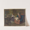 Two girls, one reading, one sewing (1873) by Edmund Foerster &amp; Co.
