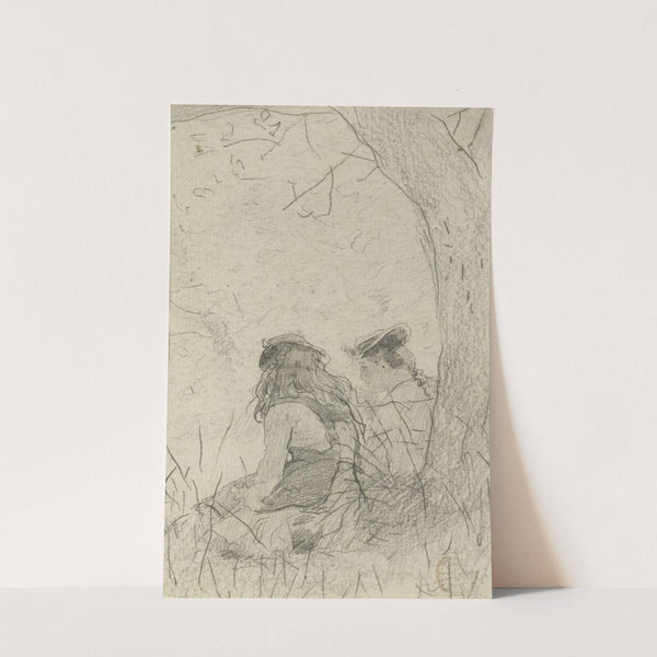 Two Girls Seated on a Bank by Winslow Homer