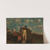 Two Girls with Sunbonnets In a Field by Winslow Homer