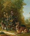 Two hares in a landscape