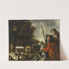 Two huntsmen with dogs and trophies by Anthonie Leemans