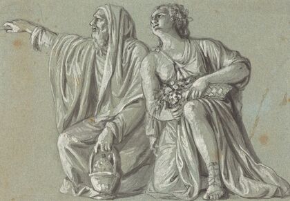 Two Kneeling Figures with Offerings