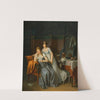 Two Ladies In An Interior Reading a Letter, With a Dog On a Bench Looking Into a Mirror by Marguerite Gérard