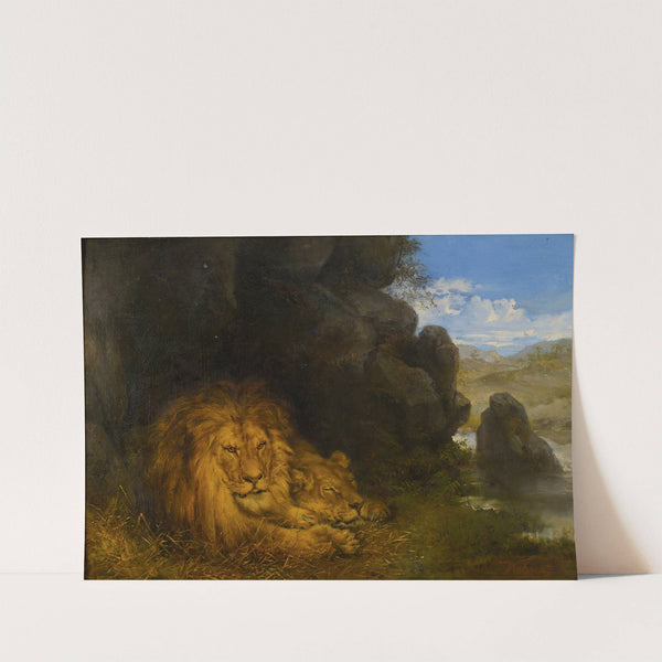 Two Lions In A Cave by Wilhelm Kuhnert