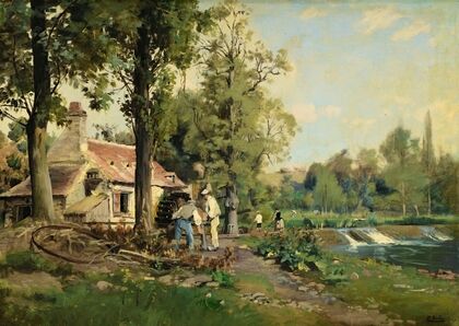 Two Men By A Mill