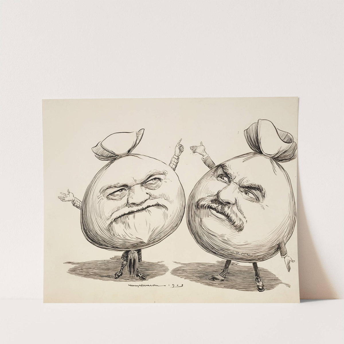 Two men depicted as giant bags of money. (1903) by William Henry Walker