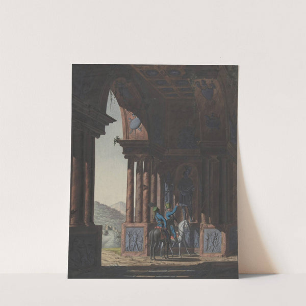 Two Mounted Soldiers in Classical Ruins, for a poem by Cremes by Franz von Hauslab the Younger