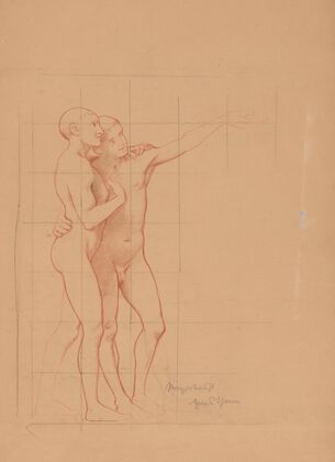 Two Nude Young Men, Embracing Each Other (1890)