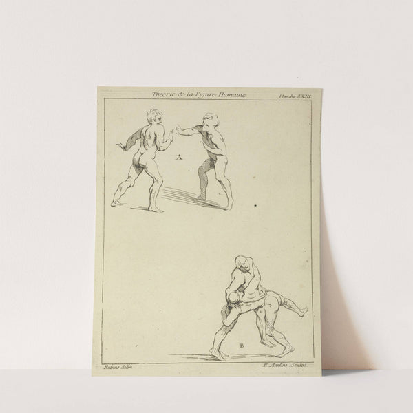 Two pairs of figures; one pair extending right arms toward each other, the other pair wrestling by Peter Paul Rubens