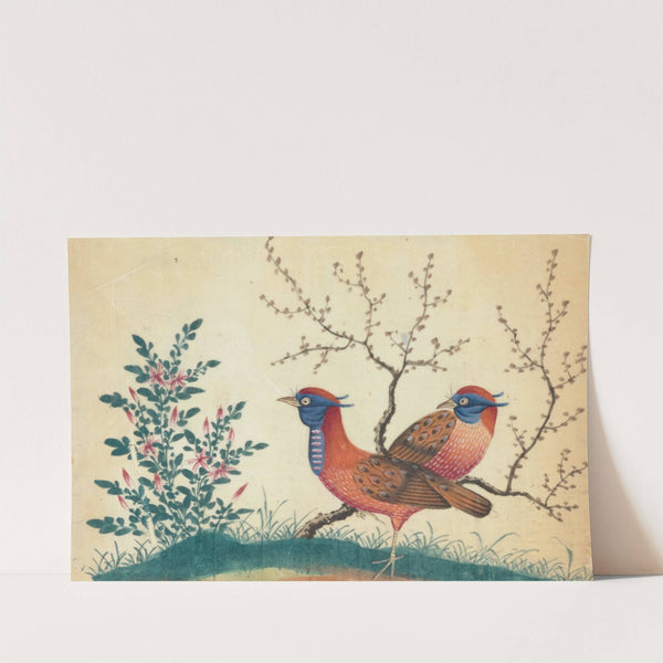 Two pheasant-like birds with flowering plants (1800-1899)