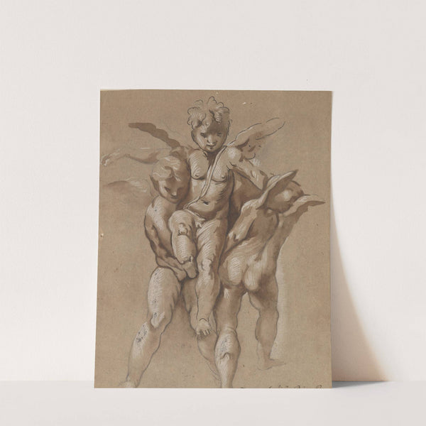 Two Putti Carrying a Third Putti by Giovanni Pietro Possenti