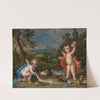 Two putti with fish and seafood by Jan van Kessel the Younger