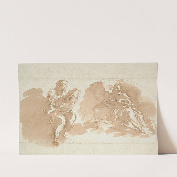 Two Seated Figures with Books by Giuseppe Bernardino Bison